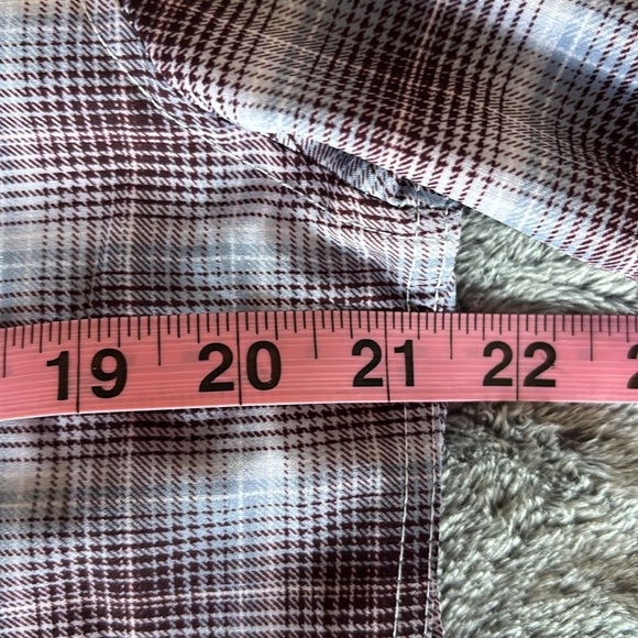 WRK Men's 4 Way Regular Fit Dress Shirt in Burgandy/Grey Plaid Size 15.5 NWT - Picture 7 of 9